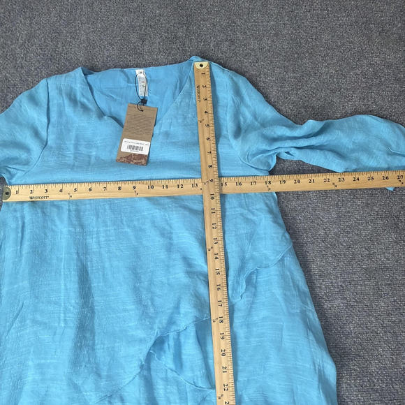 Aria Handmade Top Sky Blue Athena Tunic Cotton Lagenlook Sustainable Sz Medium - Picture 12 of 12